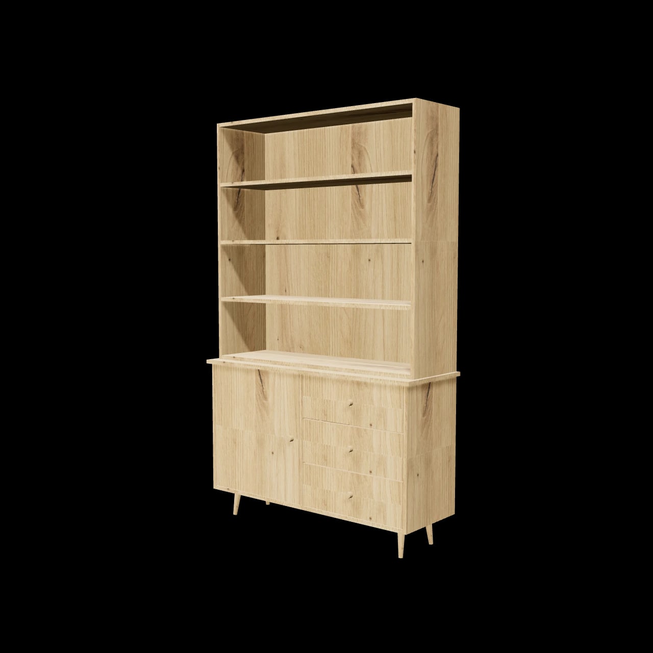 Bibliothèque vintage Moras — rendu 3D